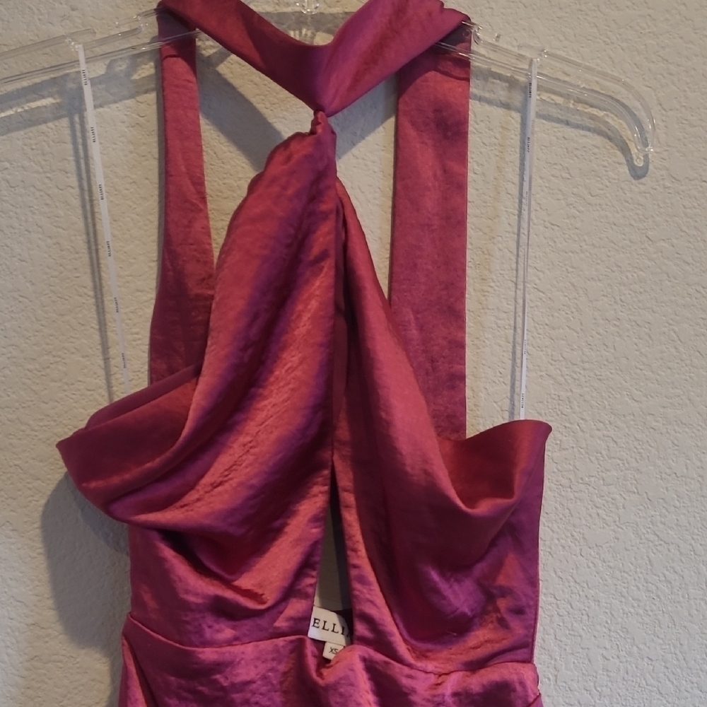 Elliatt X Revolve Caroline Halter Dress In Ruby Satin Size XS NWT - Picture 8 of 15